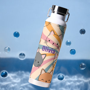 Cat Retro Minimalistisch Modern Personalisiert Trinkflasche