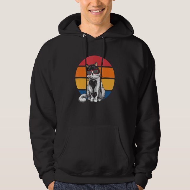 Cat  Retro Sunset Cat Sunset I Cat Hoodie (Vorderseite)
