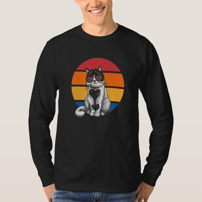 Cat Retro Sunset Cat Sunset I Cat T-Shirt (Vorderseite)