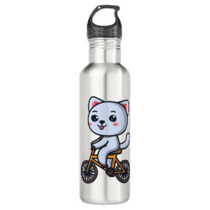 Cat Riding Bicycle Cat Design Geschenke für Frauen Edelstahlflasche