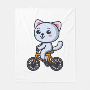 Cat Riding Bicycle Cat Design Geschenke für Frauen Fleecedecke