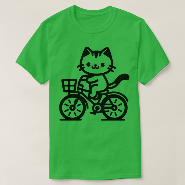 Cat Riding Bicycle T-Shirt (Design vorne)