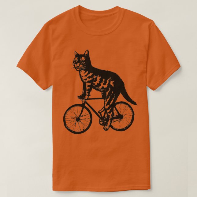 Cat Riding Bike Radfahren T-Shirt (Design vorne)