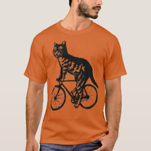 Cat Riding Bike Radfahren T-Shirt