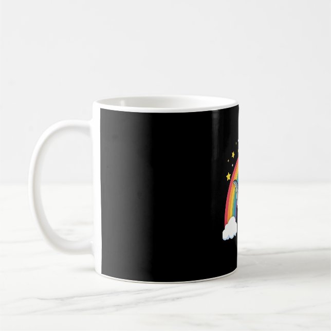 Cat Riding Dinosaur T-Rex Kitten Rainbow Dino Funn Kaffeetasse (Links)