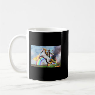 Cat Riding Fire Breathing Unicorn Meme Kaffeetasse