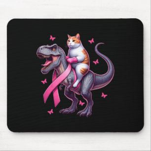 Cat Riding T Rex Dinosaurier. Brustkrebs-Bewusstse Mousepad
