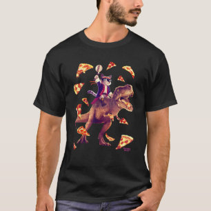 Cat Riding T Rex Shirt Cat Eating Pizza Shirt Funn