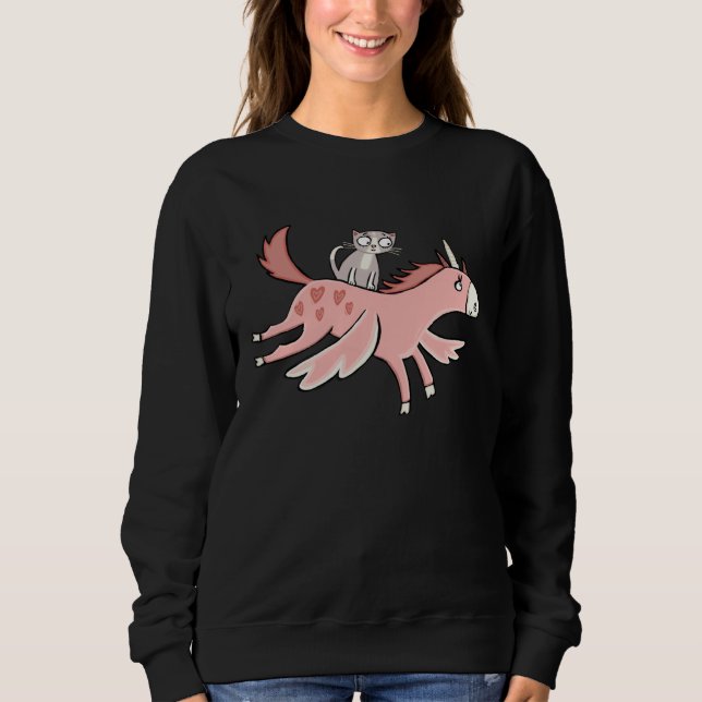 Cat Riding Unicorn  Cat Unicorn   Pastel Unicorn Sweatshirt (Vorderseite)