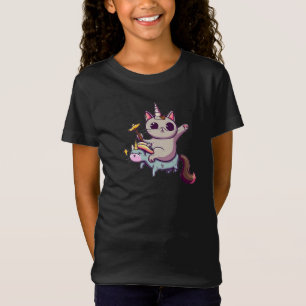 Cat Riding Unicorn mit Haltezauberstab T-Shirt