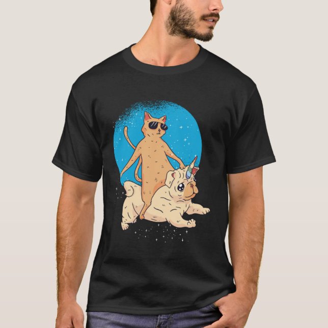 Cat Riding Unidog T-Shirt (Vorderseite)