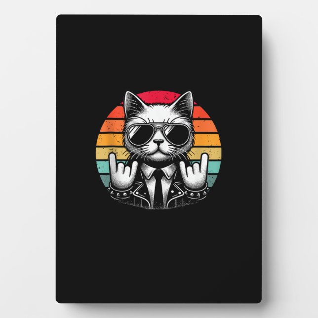 Cat Rock and Roll Music for Men Women Kids Retro C Fotoplatte (Vorderseite)