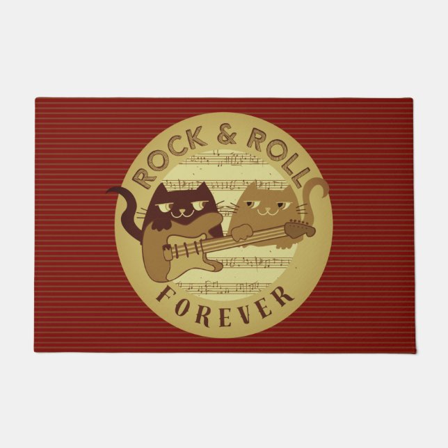 Cat Rock Music Electric Gitarre Golden Stripes Chi Fußmatte (Vorderseite)