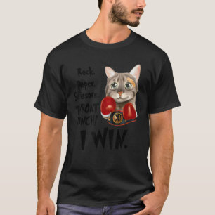 Cat Rock Paper Scissor Throat Punch I Win T-Shirt