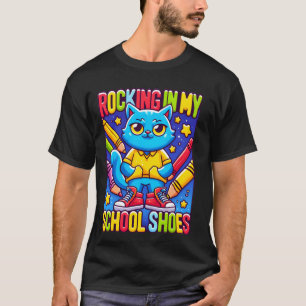 Cat Rocking I in My School Shoes Tarot Funny Back  T-Shirt