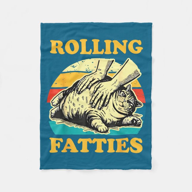 Cat Rolling Fatties Funny For Men Women  Fleecedecke (Vorderseite)