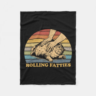 Cat Rolling Fatties Funny Uni Erwachsene und Kids  Fleecedecke