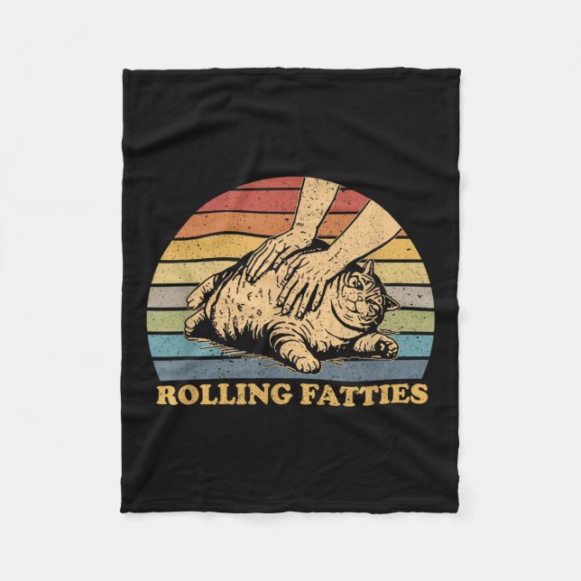 Cat Rolling Fatties Funny Uni Erwachsene und Kids  Fleecedecke (Vorderseite)