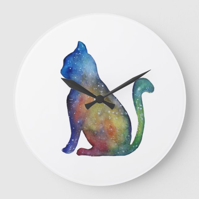 Cat Round (Large Wall Clock) Große Wanduhr (Vorderseite)
