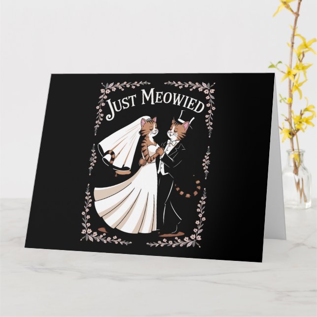 Cat Royal Wedding Funny Just Married Paares Tanz Karte (Gelbe Blume)