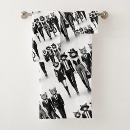 Cat Runway Models durch den Catwalk Badhandtuch Set
