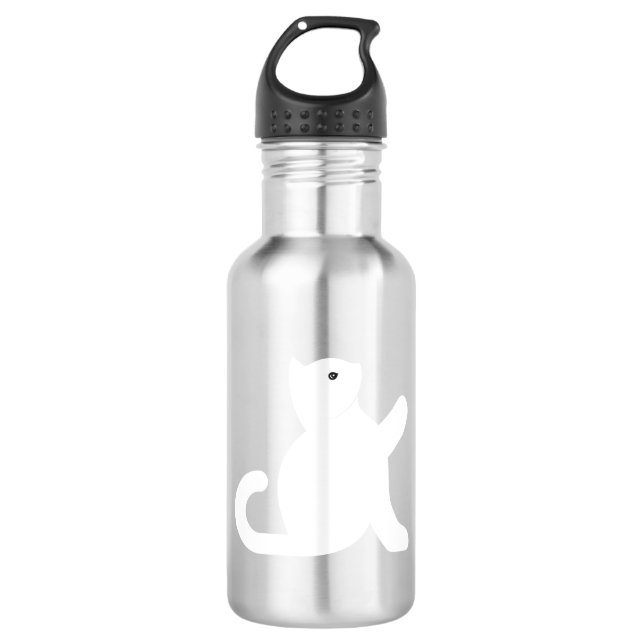 Cat sagt Hallo Edelstahlflasche (Vorderseite)