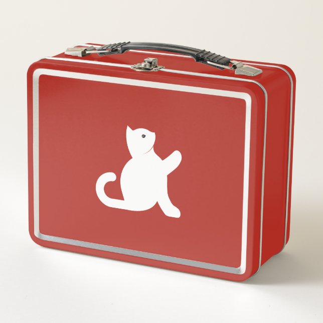 Cat sagt Hallo Metall Brotdose (Vorderseite)