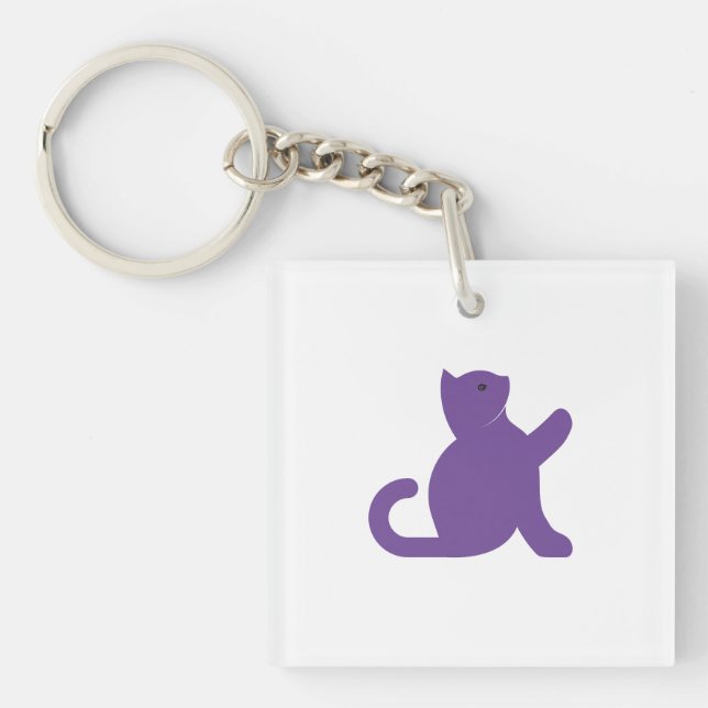 Cat sagt Hallo Schlüsselanhänger (Vorderseite)