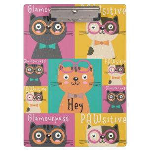 Cat sagt: Hey Funny Memes Zwischenablage Klemmbrett