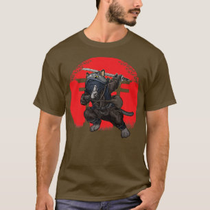 Cat Samurai Japan Flag Kendo Ninja Sword Warrior S T-Shirt