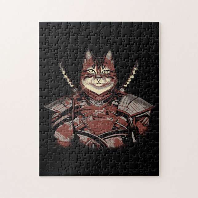 Cat Samurai Warrior Japanisch Puzzle (Vertikal)