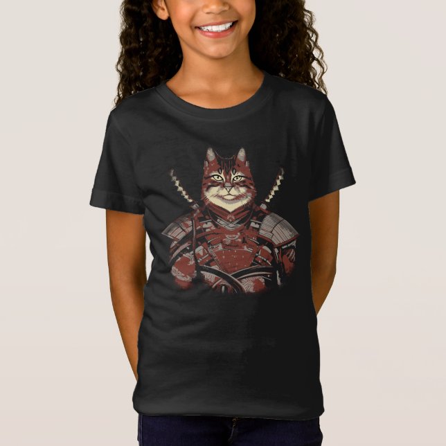 Cat Samurai Warrior Japanisch T-Shirt (Vorderseite)