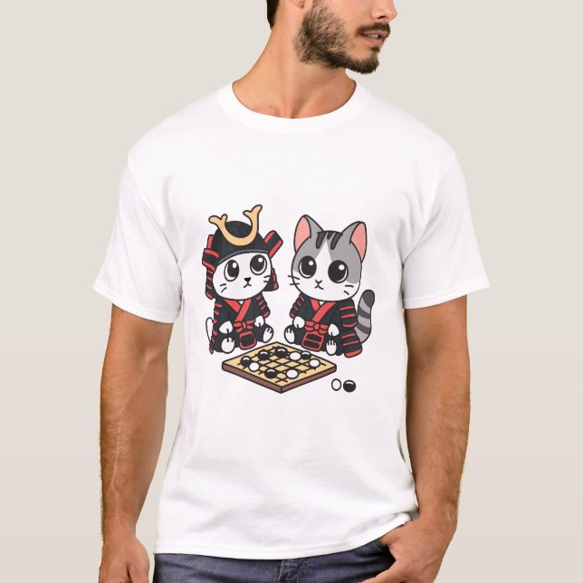 Cat Samurais Go Board Game Baduk T-Shirt (Vorderseite)
