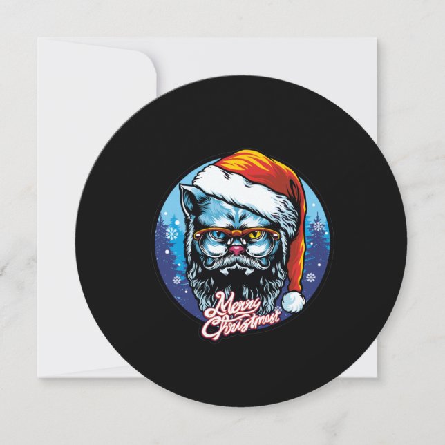 Cat Santa Claus wünscht frohe Weihnachten (Vorderseite)