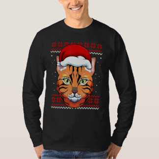 Cat Santa Hat Ugly Christmas Pajama Cute Kitten Ki T-Shirt