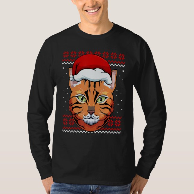 Cat Santa Hat Ugly Christmas Pajama Cute Kitten Ki T-Shirt (Vorderseite)