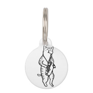 Cat Saxophone Player Musiker Jazz Rock Funny Niedl Haustiermarke