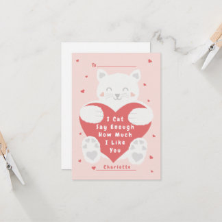 Cat Say Enough Classroom Valentine Card Karte