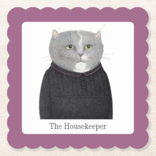 CAT-Scalloped-Quadrat-Untersetzer + Text Untersetzer