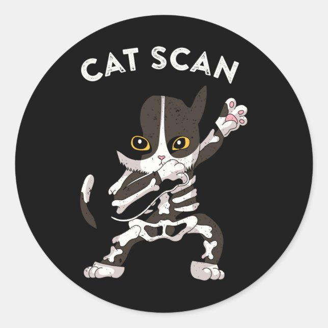 Cat Scan Ct Scan Funny Cat Röntgen Pun Meme Krass  Runder Aufkleber (Vorderseite)