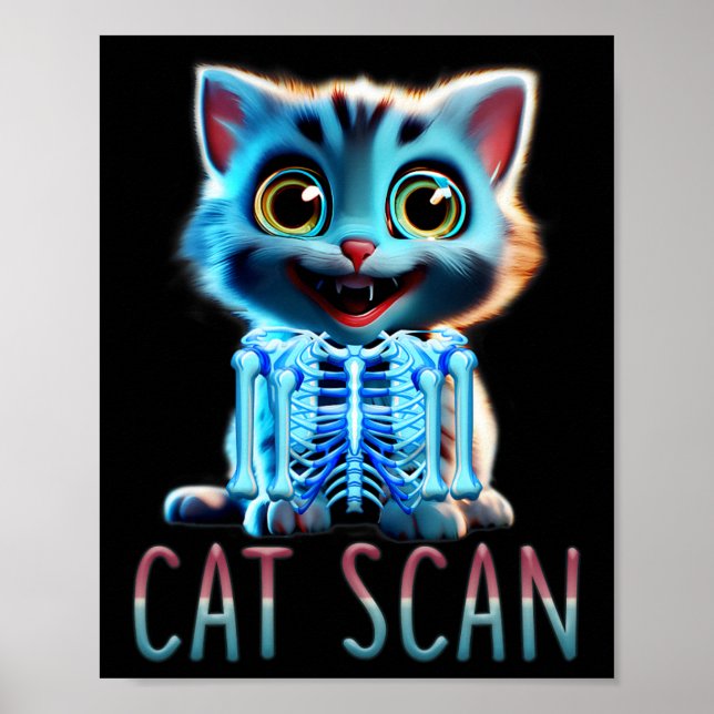 Cat Scan Ct Scan Halloween Cat Röntgen Pun Meme Kr Poster (Vorne)