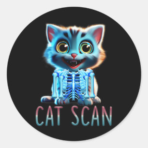 Cat Scan Ct Scan Halloween Cat Röntgen Pun Meme Kr Runder Aufkleber