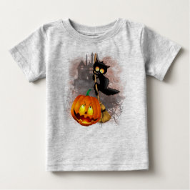 Cat Scared by Pumpkin Fun Halloween Charakter Baby T-shirt