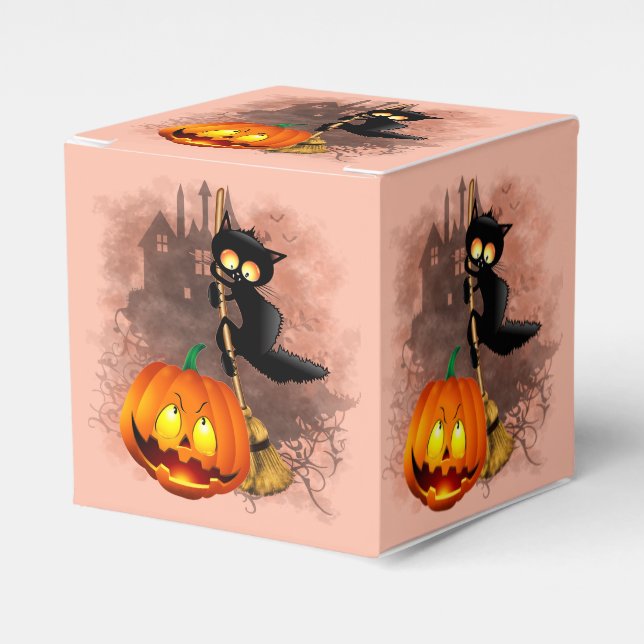 Cat Scared by Pumpkin Fun Halloween Charakter Geschenkschachtel (Vorderseite)