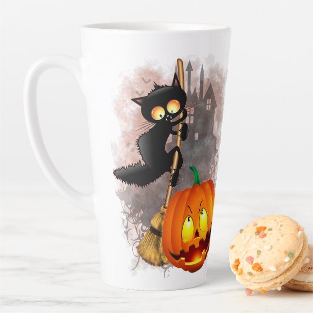 Cat Scared by Pumpkin Fun Halloween Charakter Milchtasse (Beispiel)