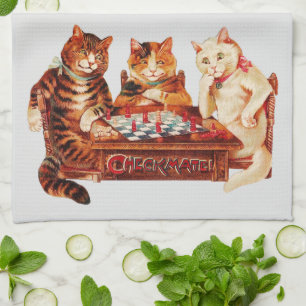 Cat Schach Checkmate Louis Wain Geschirrtuch