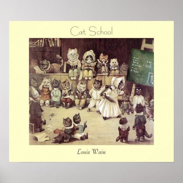 Cat School by Louis Wain Poster Print (Vorne)