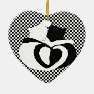 CAT-Schwanz - Liebe Schwarz-weiß Keramikornament