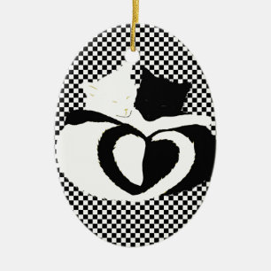 CAT-Schwanz - Liebe Schwarz-weiß Keramikornament