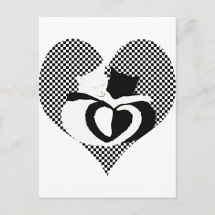 CAT-Schwanz - Liebe Schwarz-weiß Postkarte